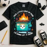 Dumpster Fire Light IM Gonna Let It Shine Halloween Kids Tie-Dye T-Shirt thumb 2