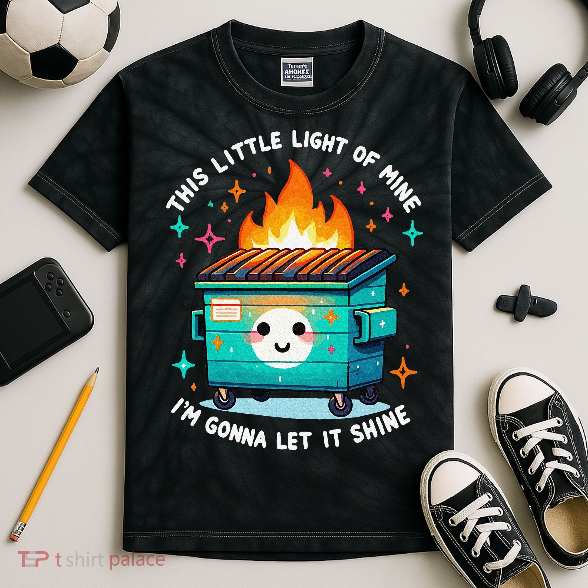 Dumpster Fire Light IM Gonna Let It Shine Halloween Kids Tie-Dye T-Shirt