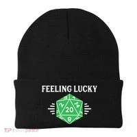 Dungeon Feeling Lucky Rpg D20 20 Sided Dice Gaming Nerdy Gift Beanie thumb 0