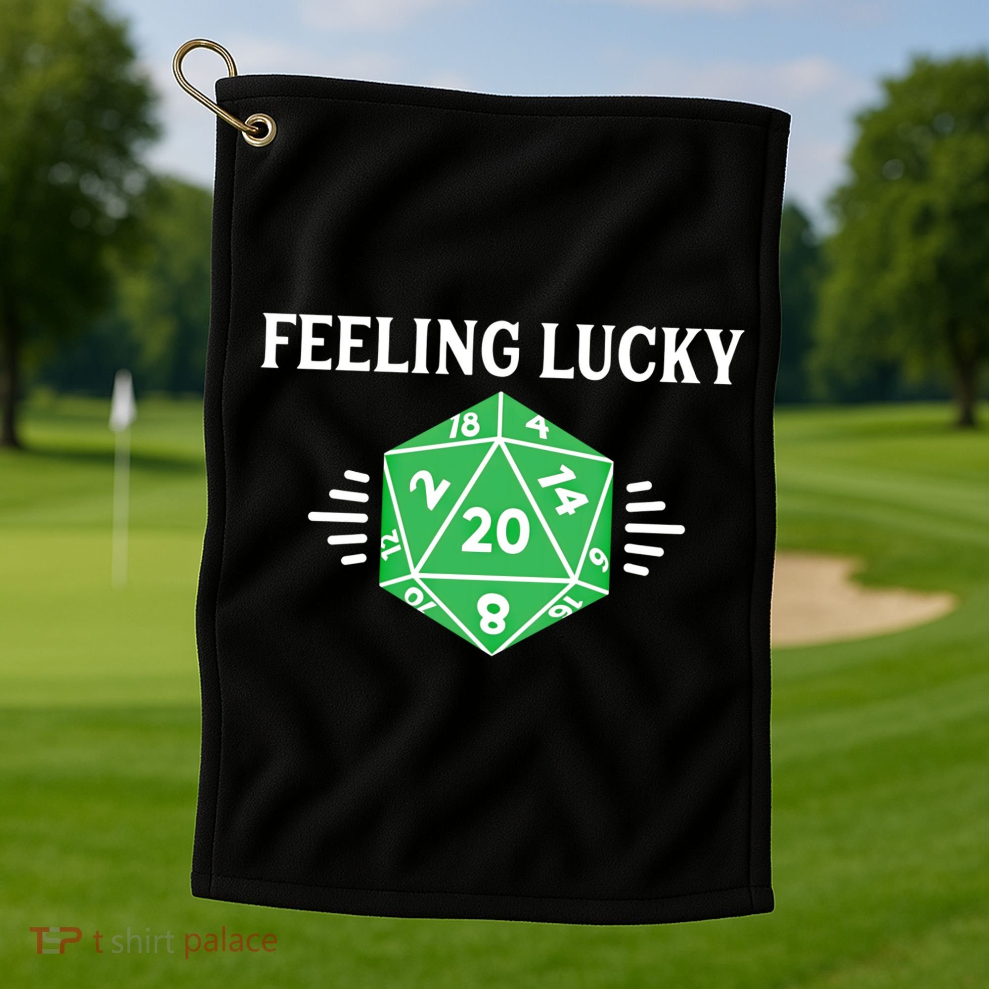 Dungeon Feeling Lucky Rpg D20 20 Sided Dice Gaming Nerdy Gift Golf Towel