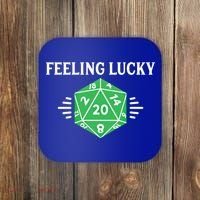 Dungeon Feeling Lucky Rpg D20 20 Sided Dice Gaming Nerdy Gift Coaster thumb 0