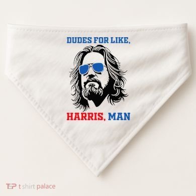Dudes For Like Harris Man White Dude For Kamala Harris 2024 USA-Made Doggie Bandana