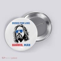 Dudes For Like Harris Man White Dude For Kamala Harris 2024 Button thumb 0