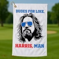 Dudes For Like Harris Man White Dude For Kamala Harris 2024 Golf Towel thumb 1