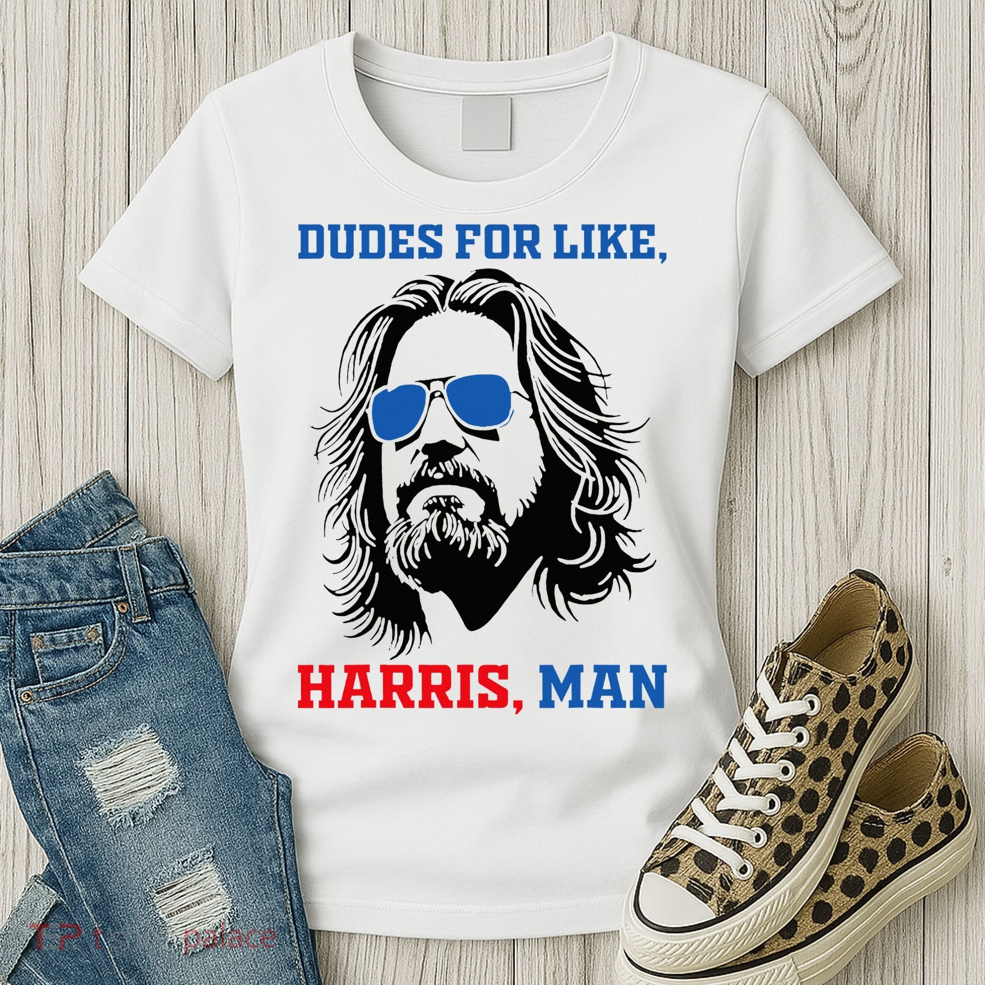 Dudes For Like Harris Man White Dude For Kamala Harris 2024 Women's T-Shirt