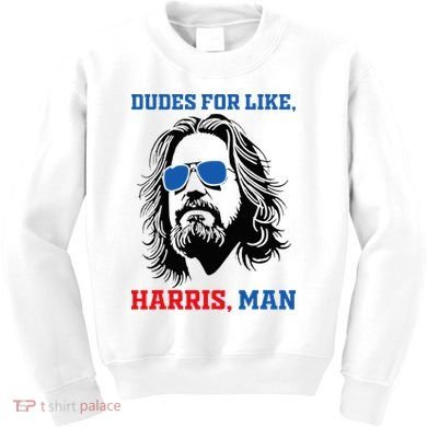 Dudes For Like Harris Man White Dude For Kamala Harris 2024 Kids Sweatshirt