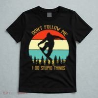 Dont Follow Me I Do Stupid Things Snowboard Vintage Sunset T-Shirt thumb 5