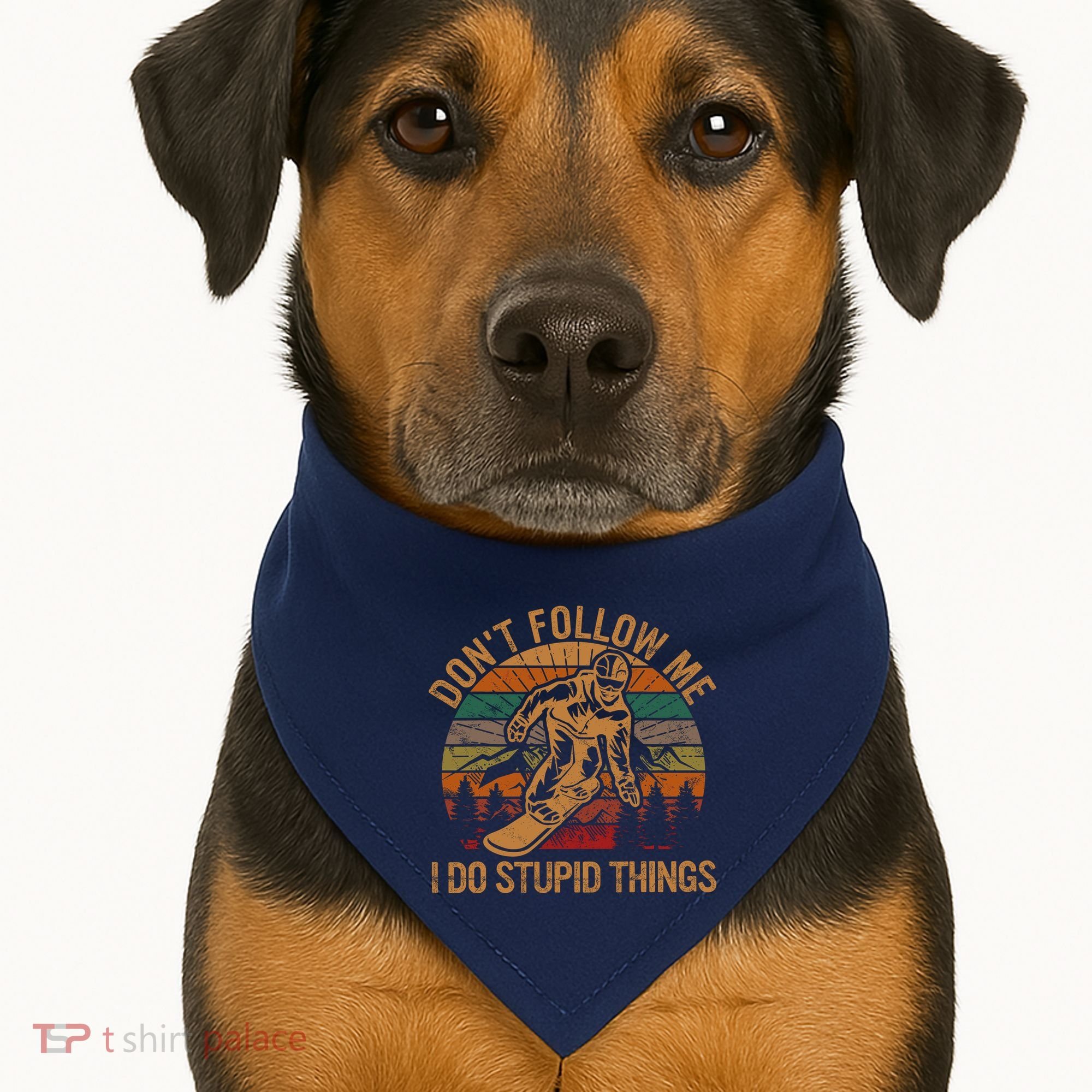 DonT Follow Me I Do Stupid Things Gift Winter Snowboarding USA-Made Doggie Bandana
