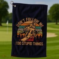 DonT Follow Me I Do Stupid Things Gift Winter Snowboarding Golf Towel thumb 1