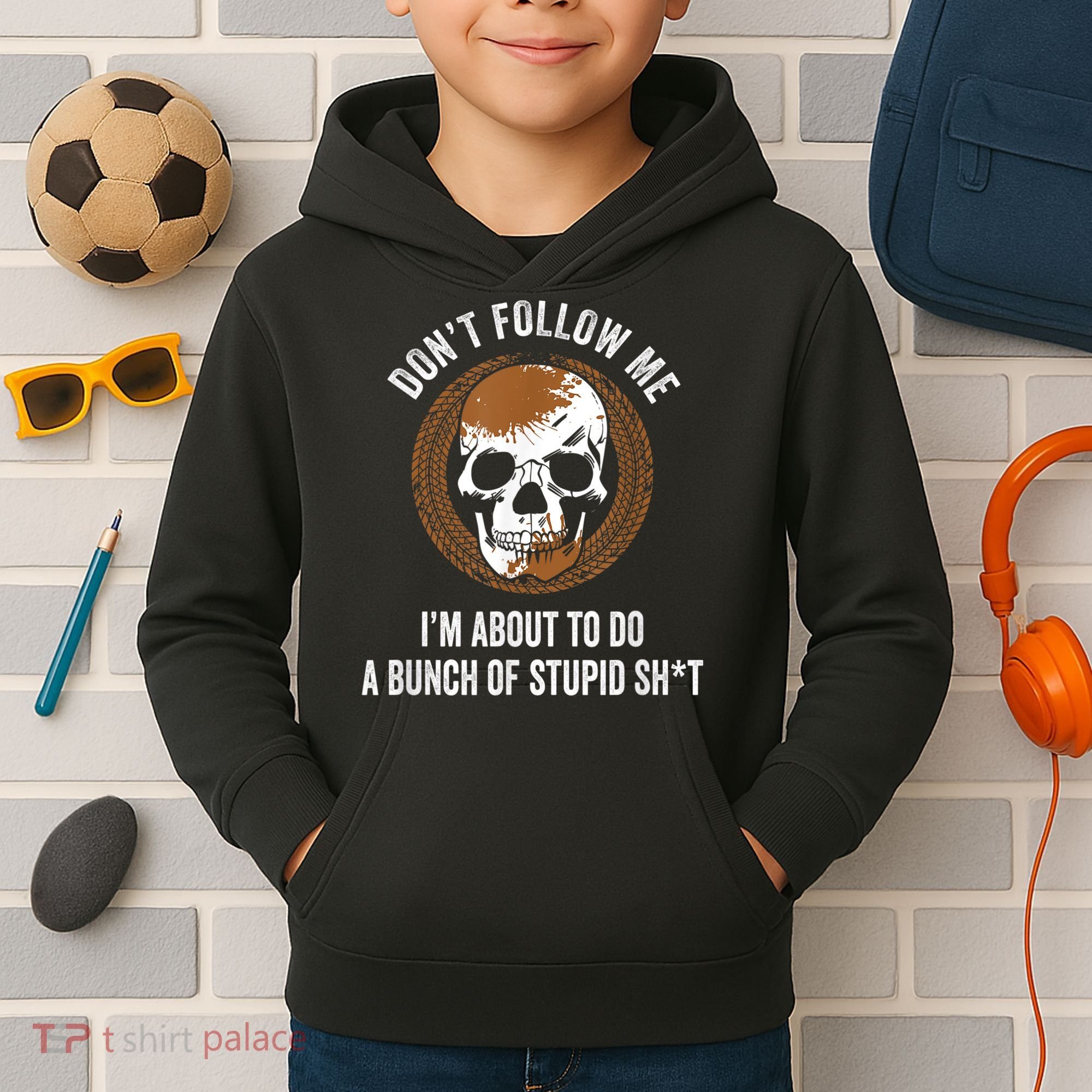 Don't Follow Me I Do Stupid Stuff Mudding ATV Four Wheeler Kids Hoodie