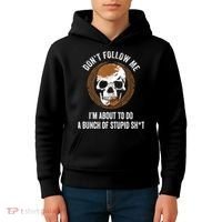 Don't Follow Me I Do Stupid Stuff Mudding ATV Four Wheeler Kids Hoodie thumb 4