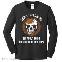 Don't Follow Me I Do Stupid Stuff Mudding ATV Four Wheeler Kids Long Sleeve Shirt thumb 0