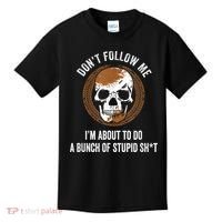 Don't Follow Me I Do Stupid Stuff Mudding ATV Four Wheeler Kids T-Shirt thumb 0