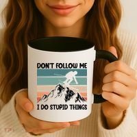 Don't Follow Me I Do Stupid Things Funny Skiing Coffee Mug thumb 3