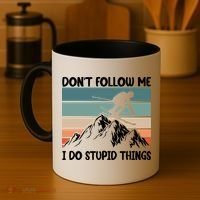 Don't Follow Me I Do Stupid Things Funny Skiing Coffee Mug thumb 4