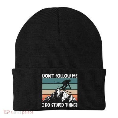 Don't Follow Me I Do Stupid Things Funny Skiing Beanie