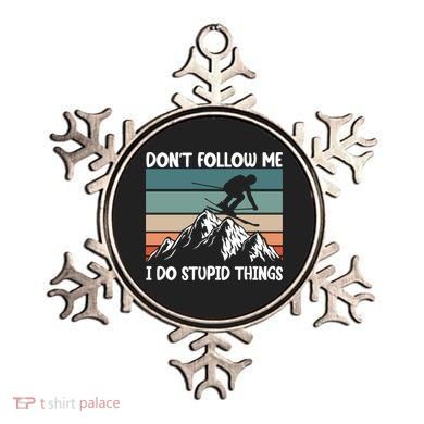 Don't Follow Me I Do Stupid Things Funny Skiing Ornament