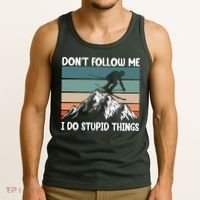 Don't Follow Me I Do Stupid Things Funny Skiing Tank Top thumb 3