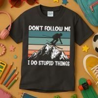 Don't Follow Me I Do Stupid Things Funny Skiing Kids T-Shirt thumb 3