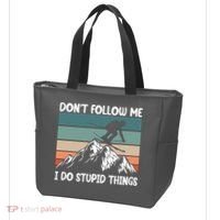 Don't Follow Me I Do Stupid Things Funny Skiing Tote Bag thumb 3