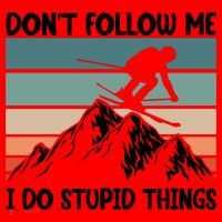 Don't Follow Me I Do Stupid Things Funny Skiing Santa Hat thumb 1