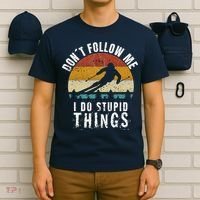 Don't follow me I do stupid things Cool Vintage Skiing T-Shirt thumb 6