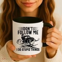 Don't Follow Me I Do Stupid Things Funny Snowmobile Sled Great Gift Coffee Mug thumb 3