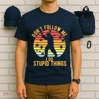 Don't Follow Me I Do Stupid Things Retro Vintage Paintball T-Shirt thumb 6