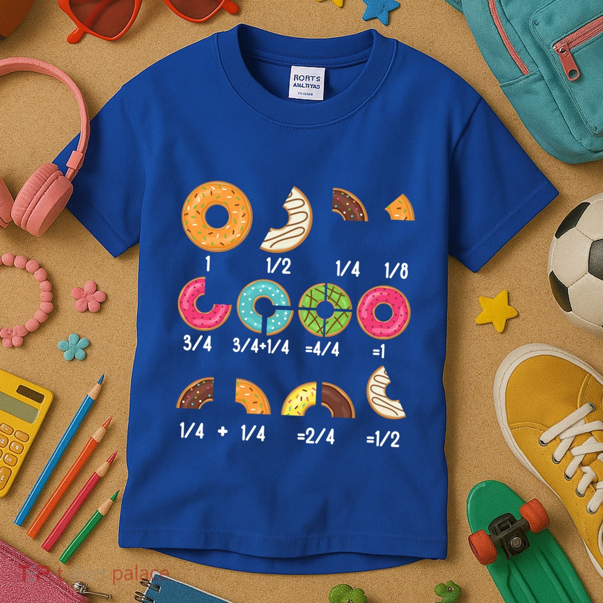 Donut Fraction Math Teachers Back To School Educational Gift Kids T-Shirt