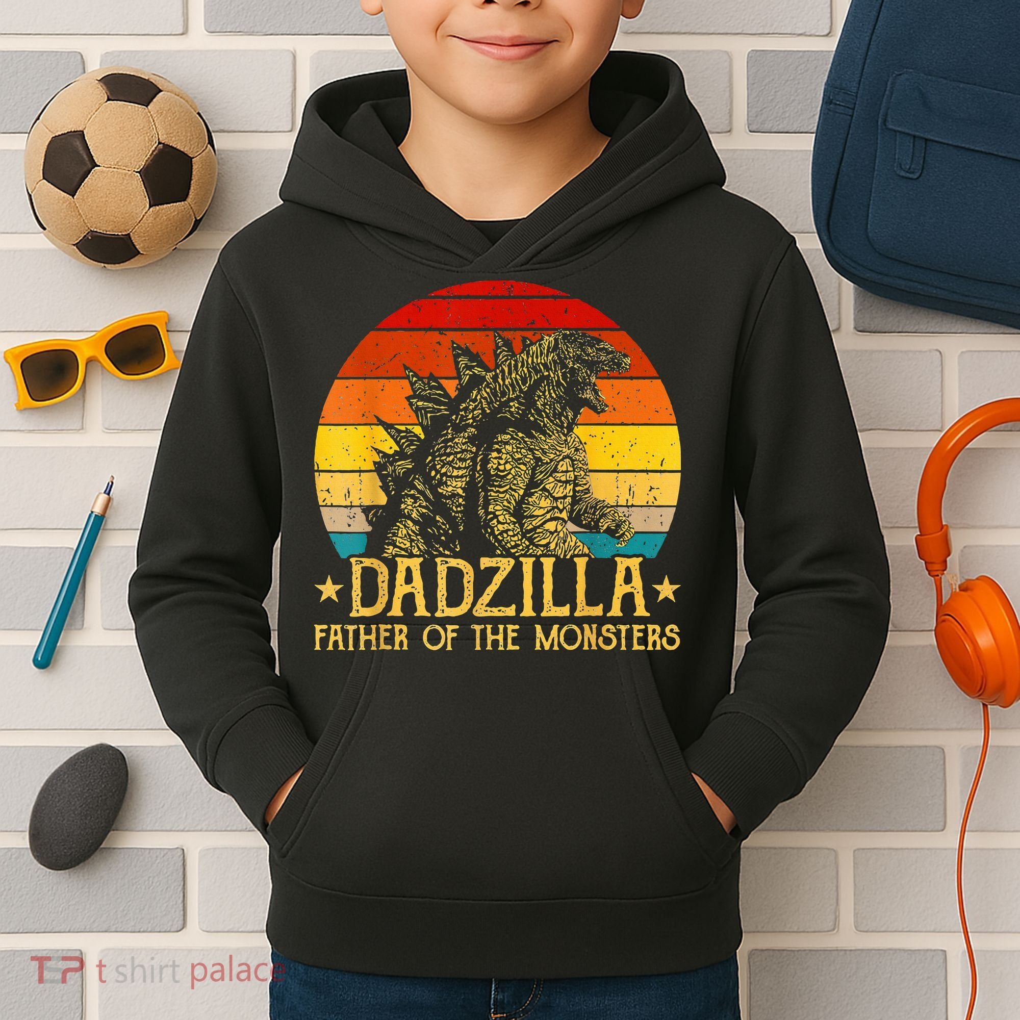 Dadzilla Father Of The Monsters Sunset Kids Hoodie