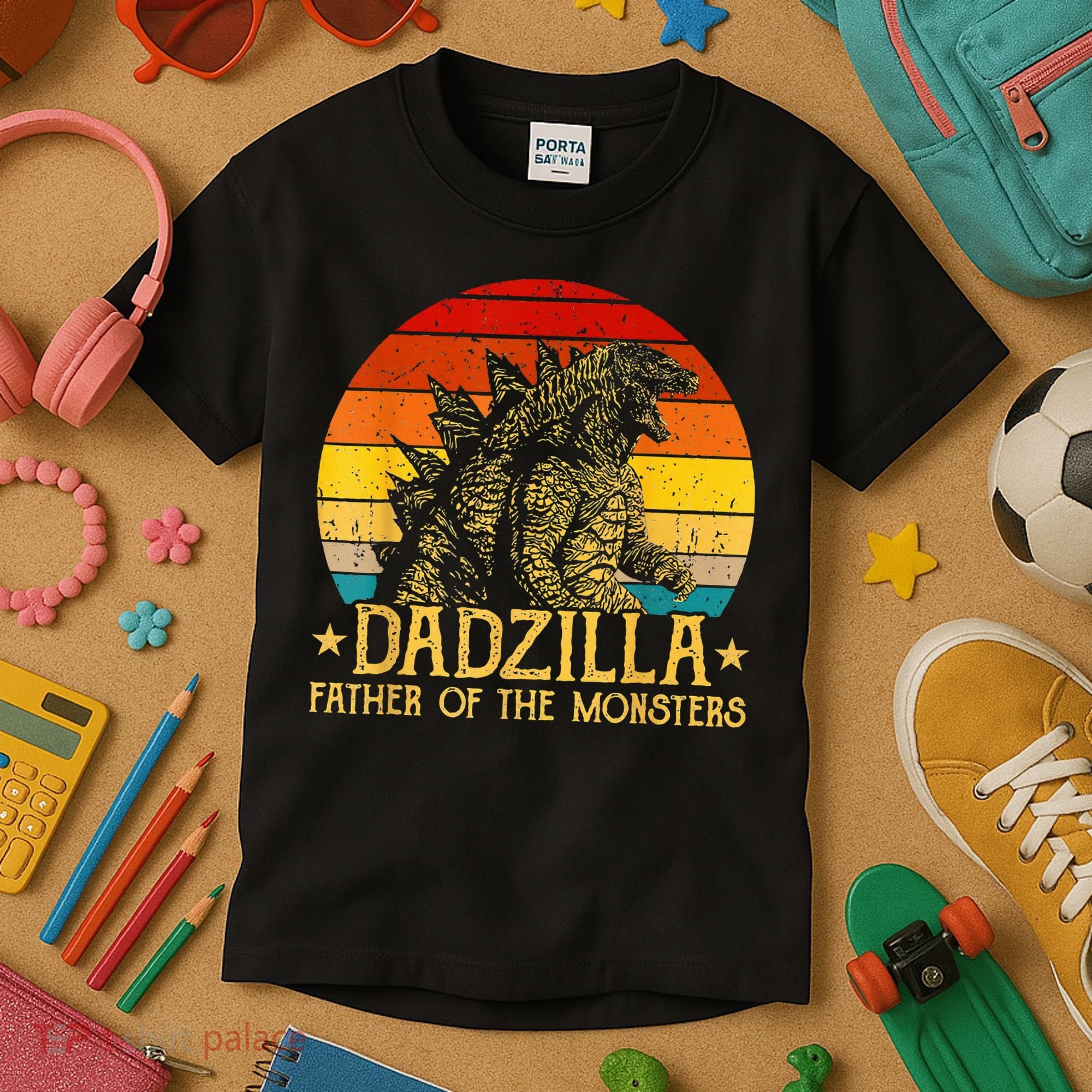 Dadzilla Father Of The Monsters Sunset Kids T-Shirt