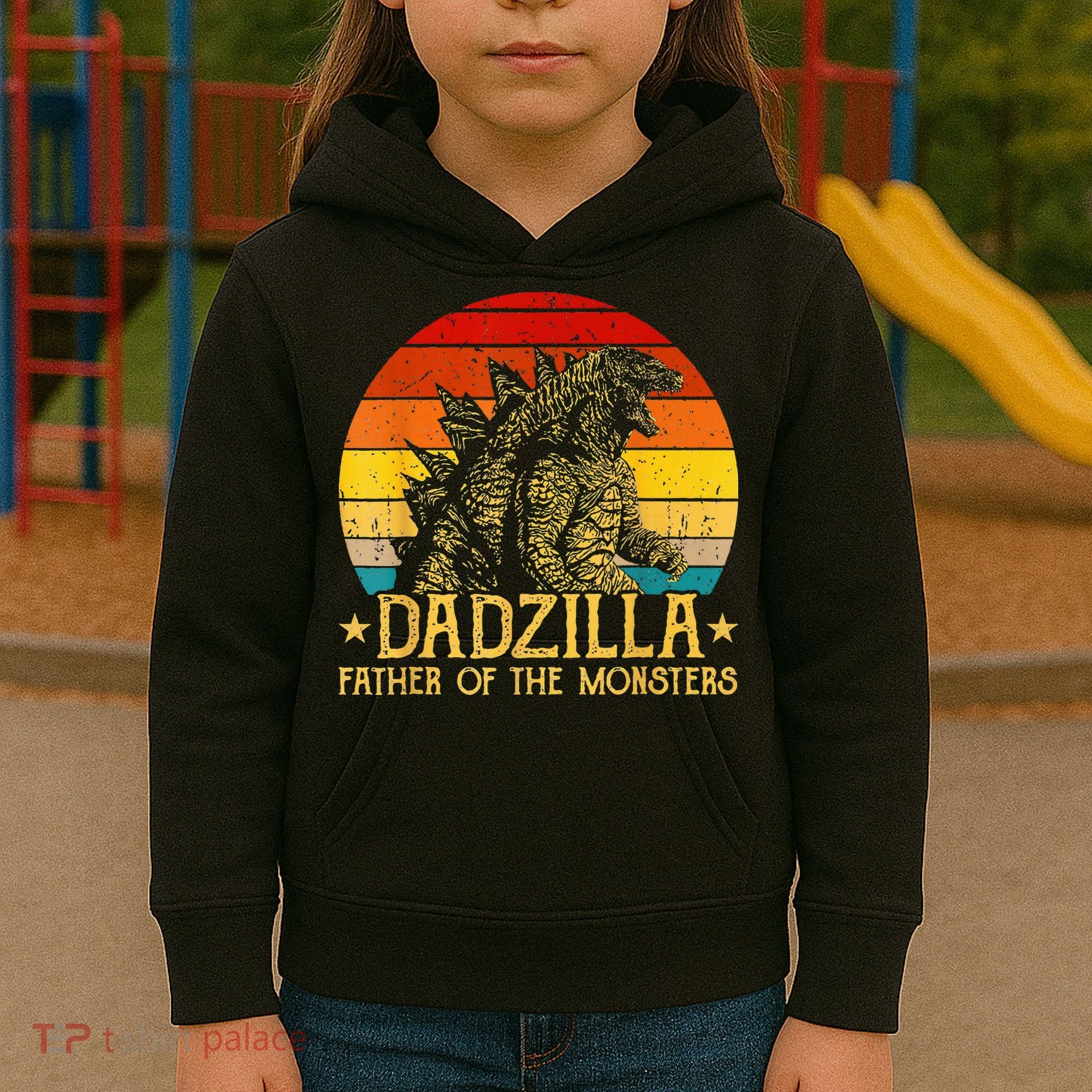 Dadzilla Father Of The Monsters Retro Kids Hoodie