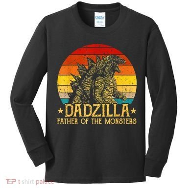 Dadzilla Father Of The Monsters Retro Kids Long Sleeve Shirt
