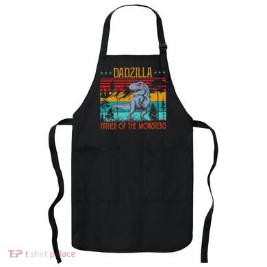 Dadzilla Father Of The Monsters Vintage Dino Dad Fathers Day Apron