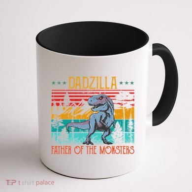 Dadzilla Father Of The Monsters Vintage Dino Dad Fathers Day Coffee Mug back