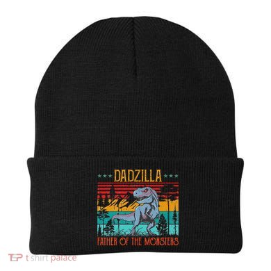 Dadzilla Father Of The Monsters Vintage Dino Dad Fathers Day Beanie
