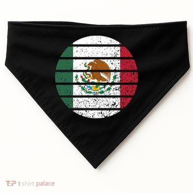 Distressed Flag Of Mexico Circle USA-Made Doggie Bandana