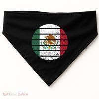 Distressed Flag Of Mexico Circle USA-Made Doggie Bandana thumb 0