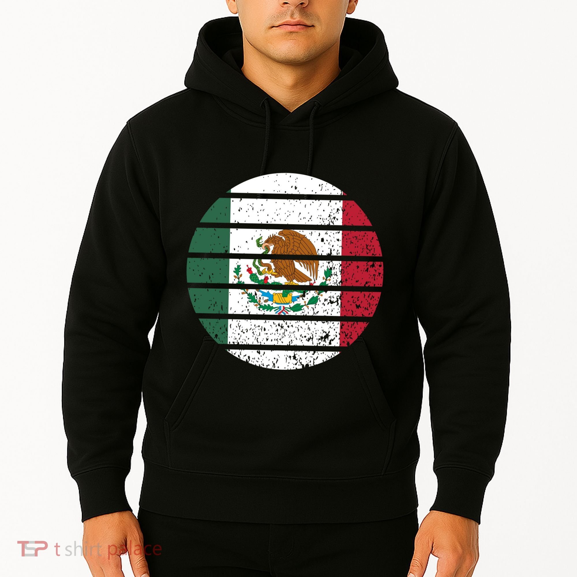 Distressed Flag Of Mexico Circle Hoodie