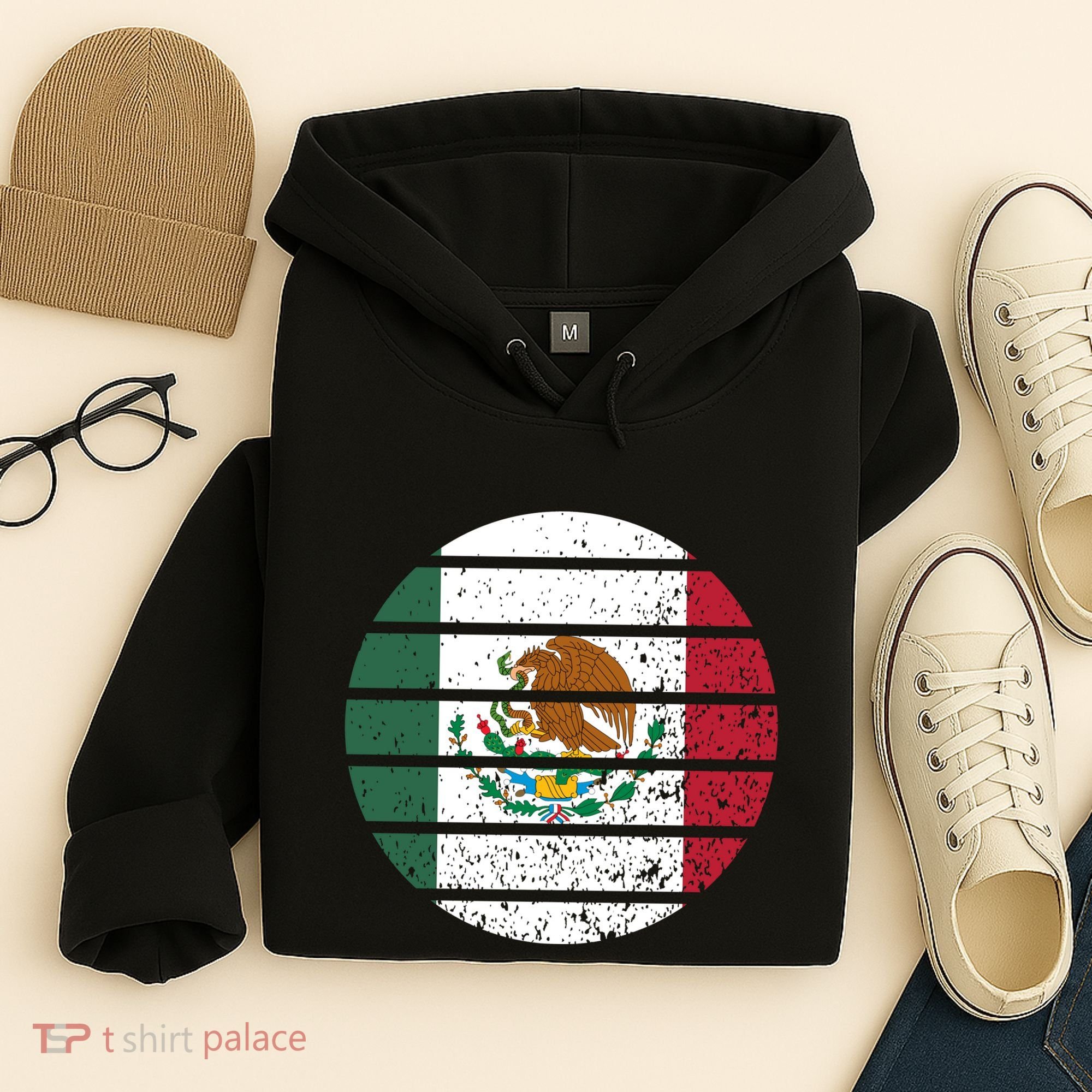 Distressed Flag Of Mexico Circle Hoodie