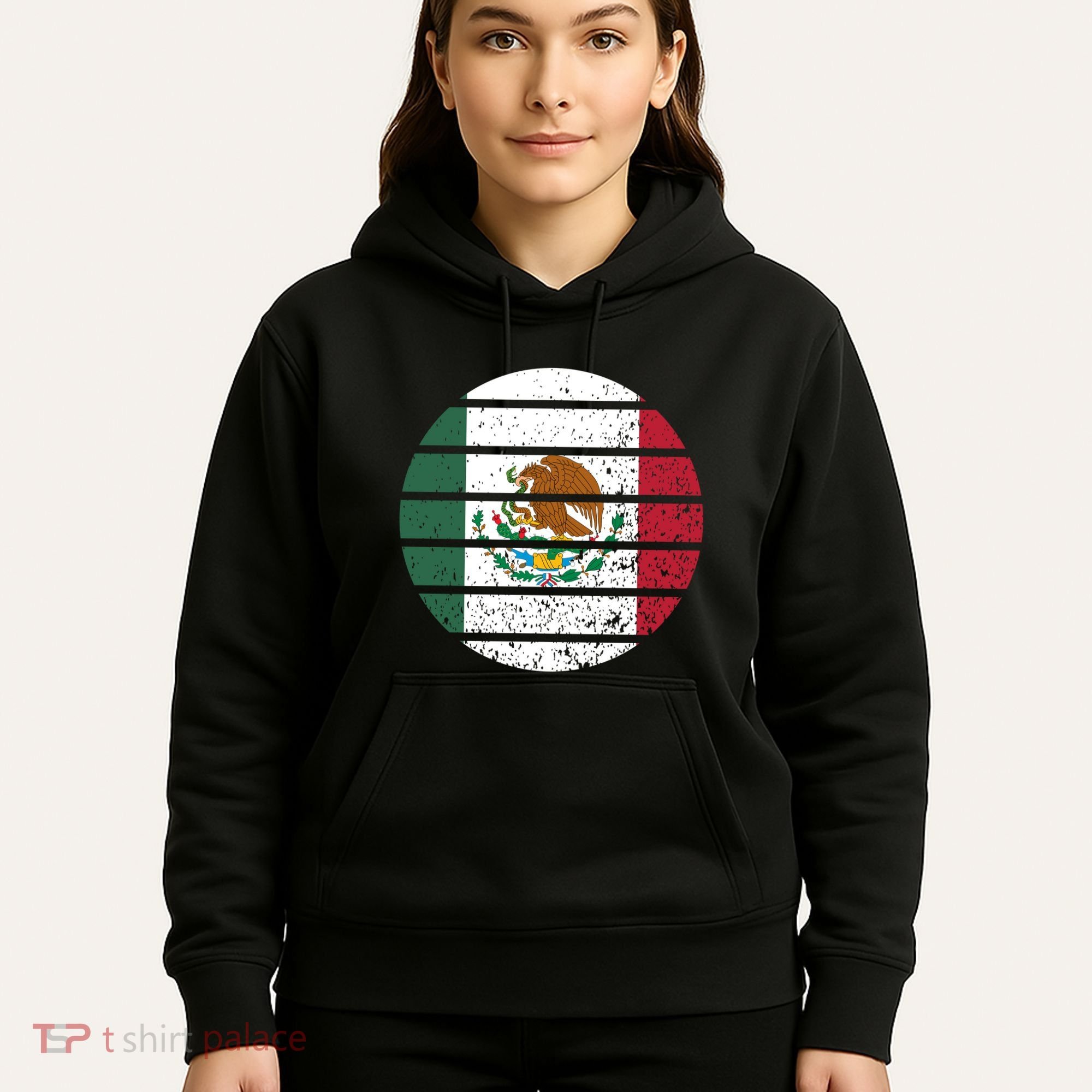 Distressed Flag Of Mexico Circle Hoodie