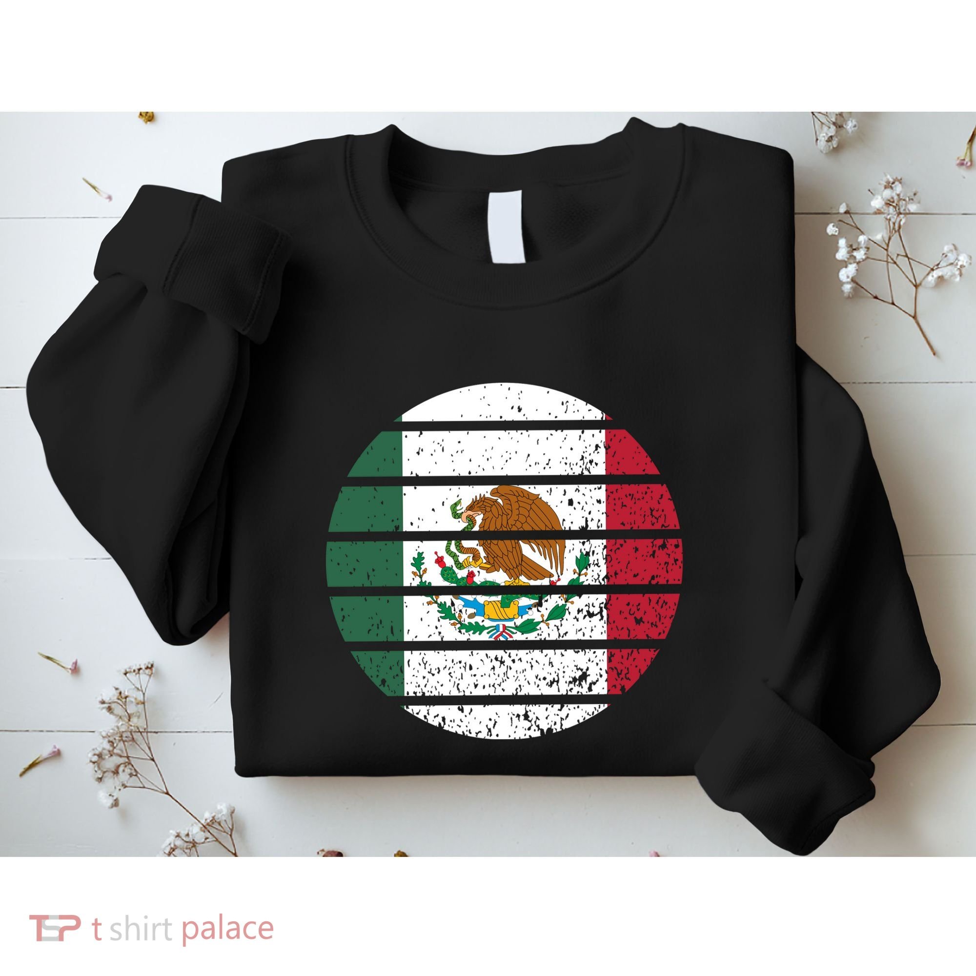 Distressed Flag Of Mexico Circle Sweatshirt