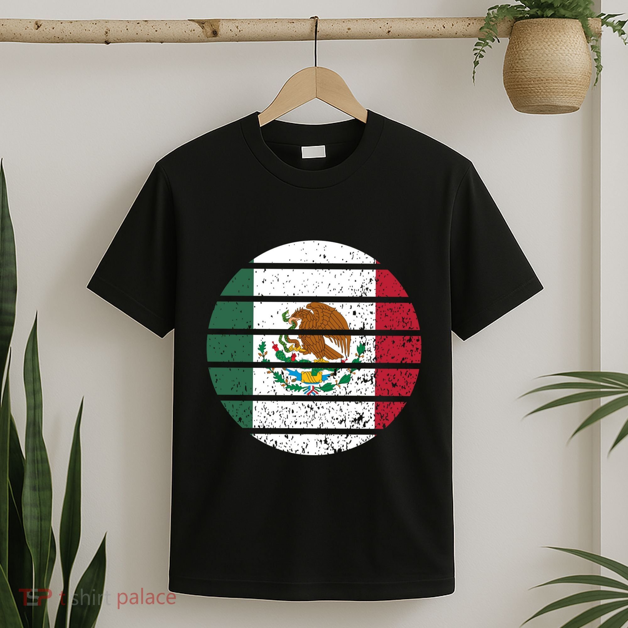 Distressed Flag Of Mexico Circle T-Shirt