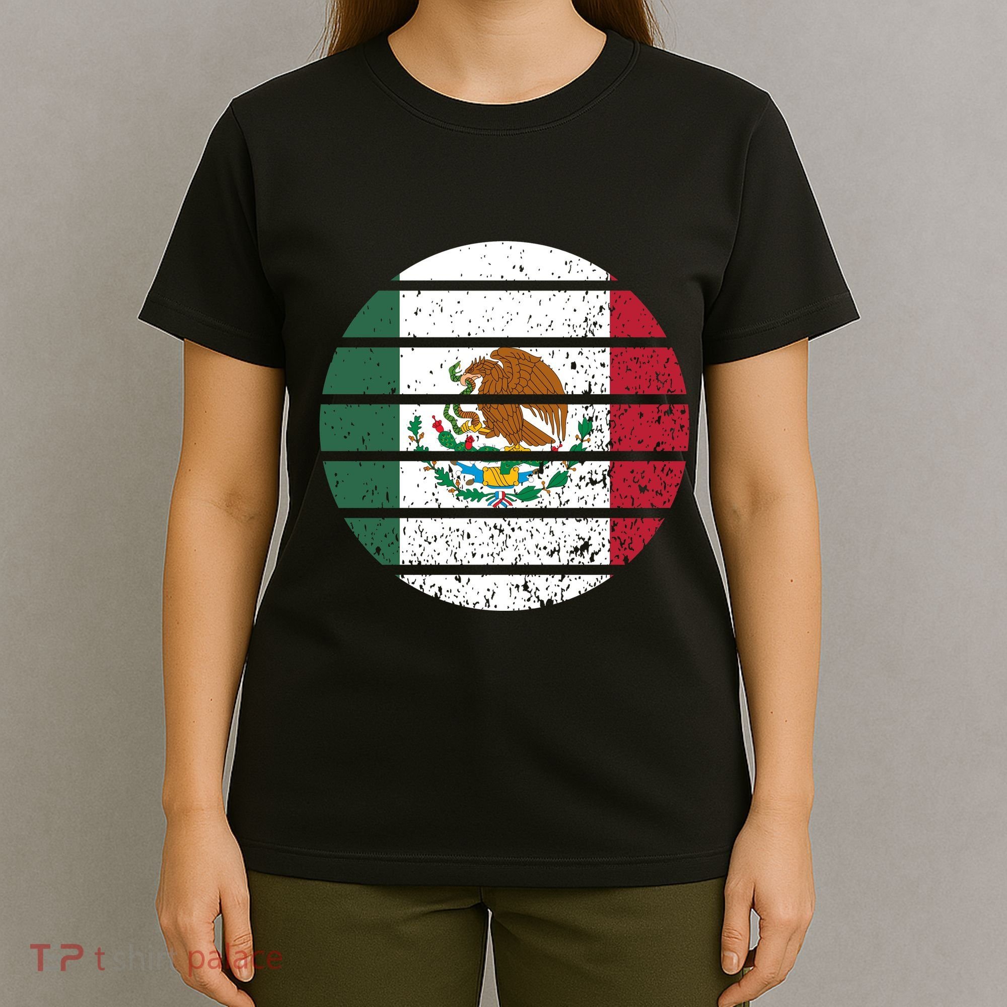 Distressed Flag Of Mexico Circle T-Shirt
