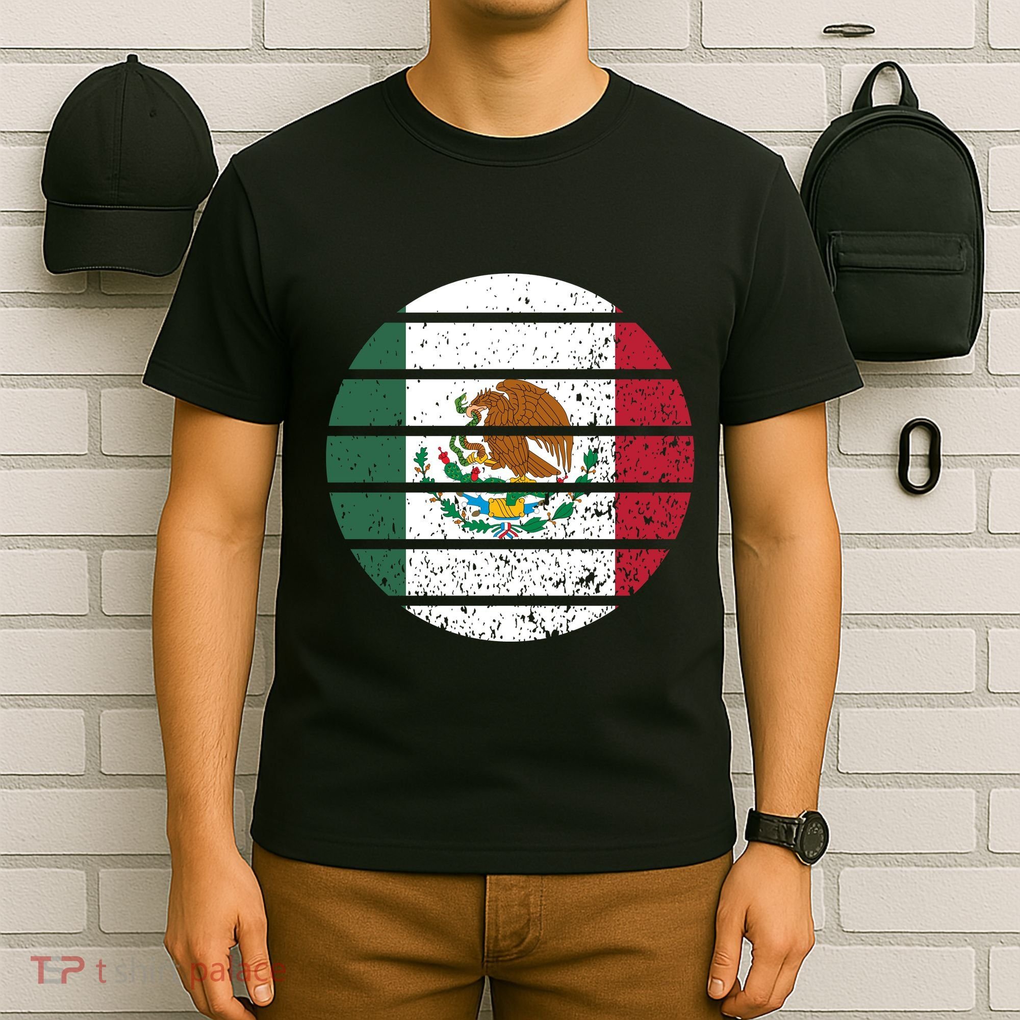 Distressed Flag Of Mexico Circle T-Shirt