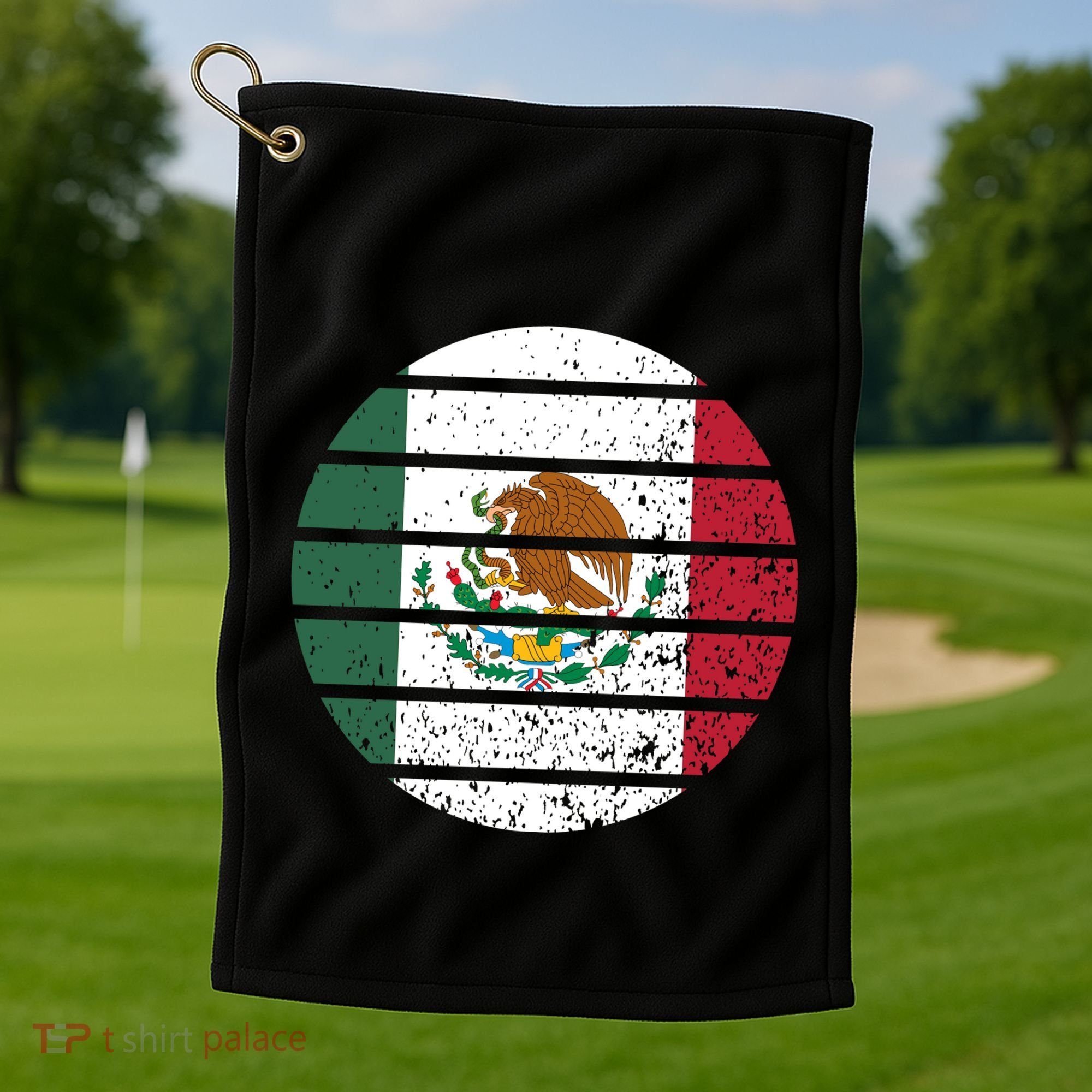 Distressed Flag Of Mexico Circle Golf Towel