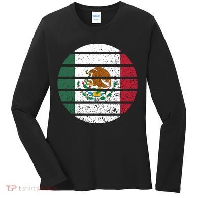 Distressed Flag Of Mexico Circle Women's Long Sleeve Shirt