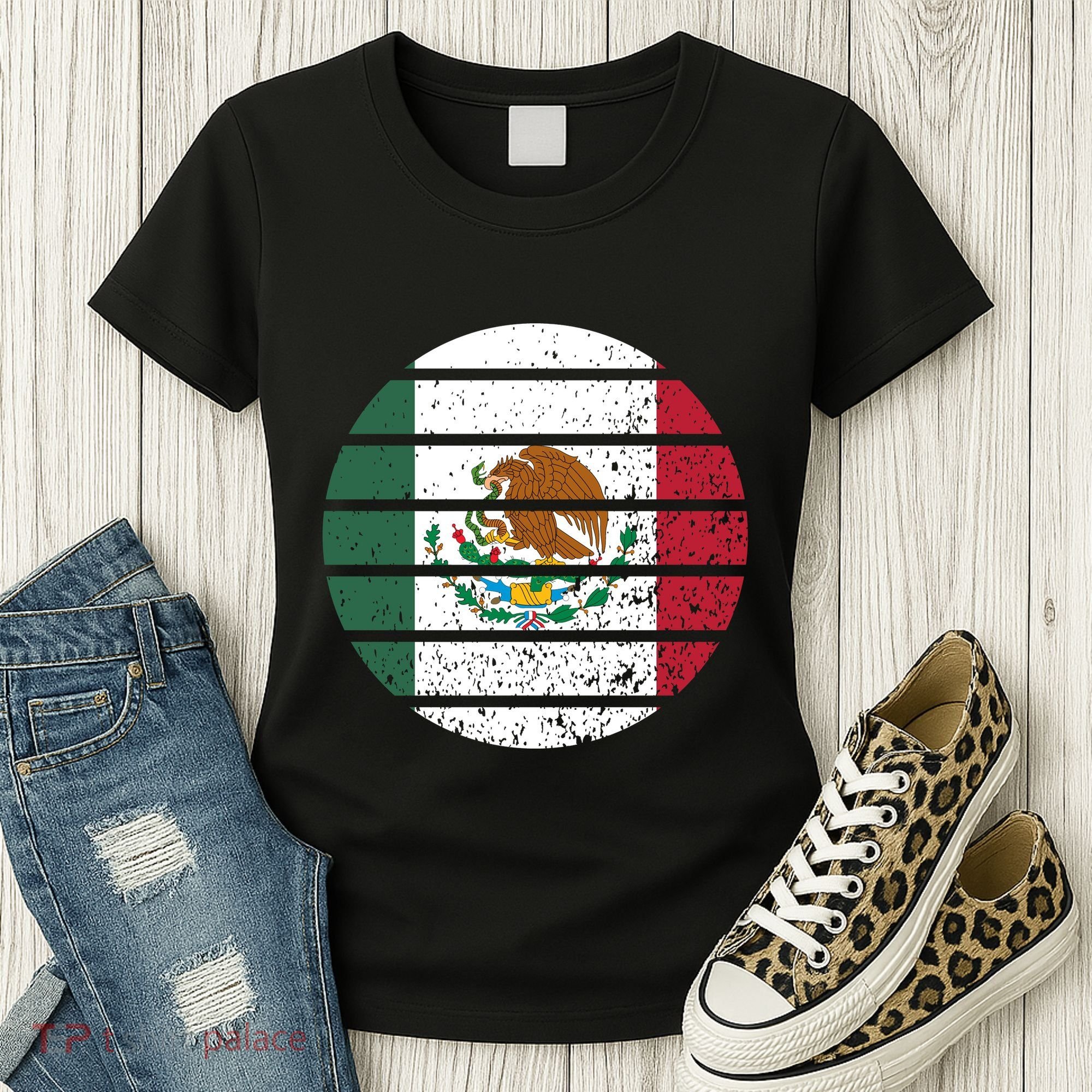 Distressed Flag Of Mexico Circle Women's T-Shirt