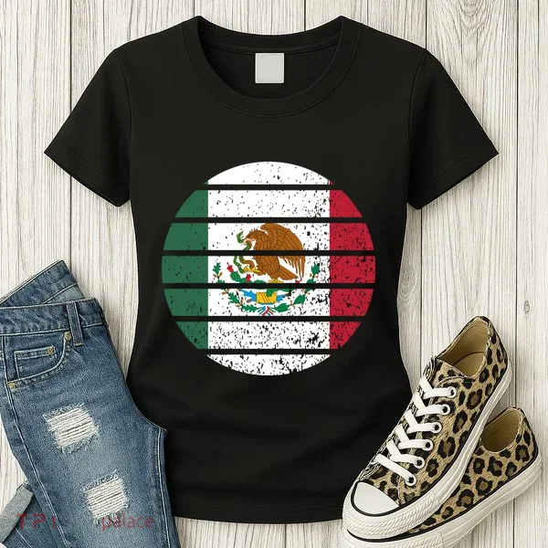 Distressed Flag Of Mexico Circle Women's T-Shirt