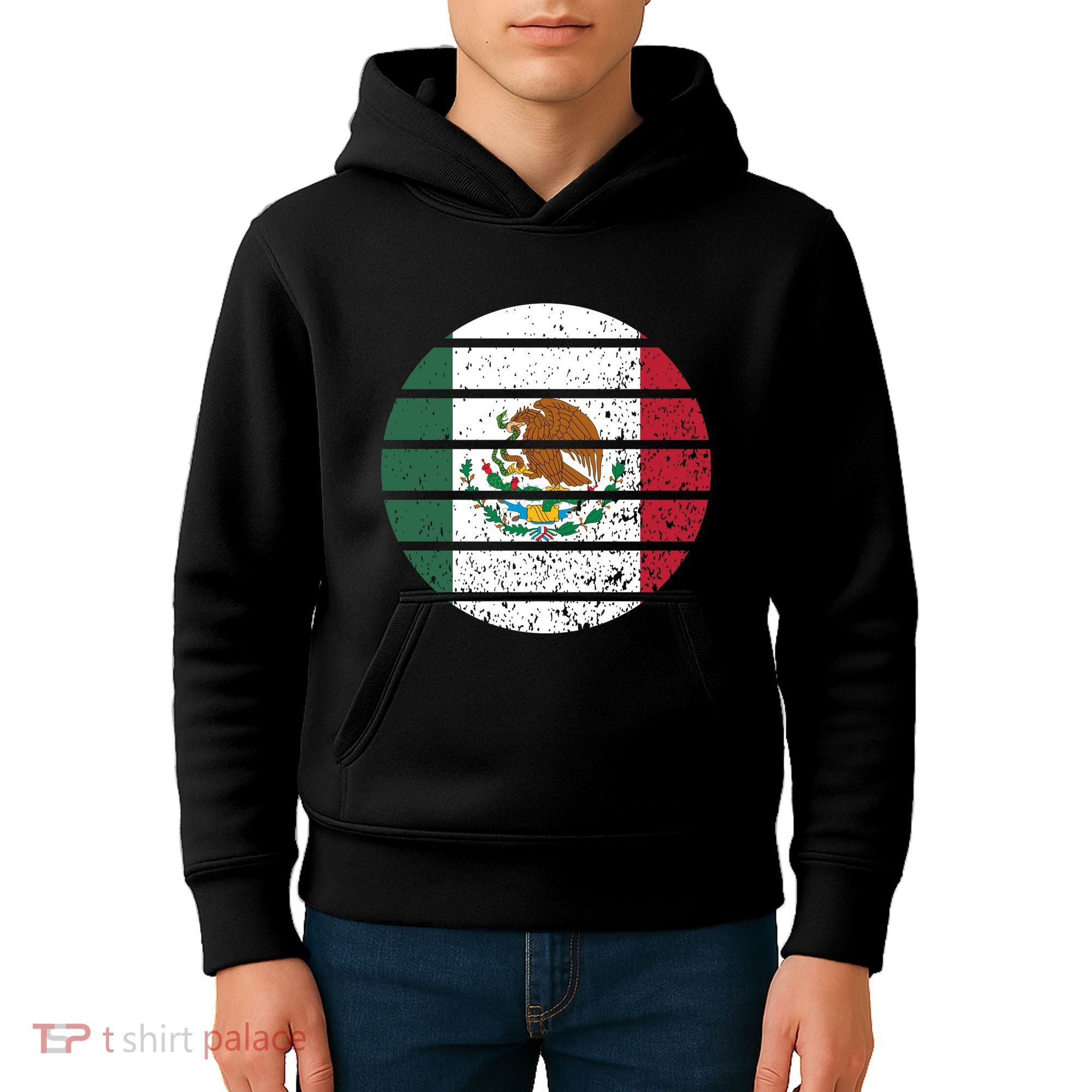 Distressed Flag Of Mexico Circle Kids Hoodie